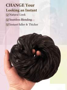 Synthetic Messy Bun Hair Pieces, Curly Wavy Bun Hair Band, Suitable For Women's High Bun Ponytail Hair Pieces