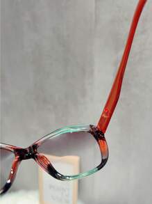 1pc Oversized European And American Style Cat Eye Glasses Frame, Personalized Non-Prescription Glasses Fashion Eyewear For Street Style