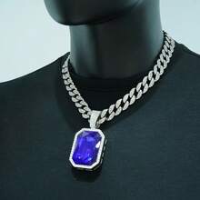 1 Set Ruby Alloy Pendant, Ruby Bracelet, Red Watch, Men's Personalized Necklace Set, Elegant Gift Set For Men - Gemstone Pendant Necklace Set - View 13