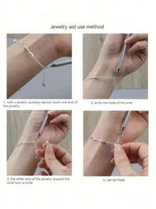 Bracelet Wearing Aid Tool, Clip And Hook Style Available, Suitable For Self-Wearing Bracelet, Holding Photo And Note, Etc., Plastic Layer To Protect Jewelry From Slip And Scratch, Portable And Convenient To Carry, Compatible With Any Jewelry