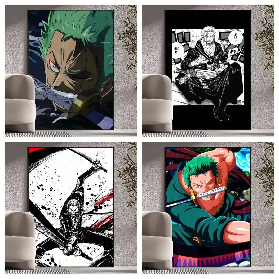 1 件日本著名动漫,罗罗诺亚·索隆海贼王海报印刷品适合墙壁绘画、客厅、家庭、卧室、房间精美装饰好礼物,无框 - 彩色 - 查看 1