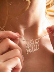 Personalized Pet Name 1-3 Cats Necklace Custom Named Cat Necklace, Cat Named Necklace, Personalized Cat Memorial Gift, Cat Silhouette Necklace, Custom Cat Letter Jewelry Custom Gift Stainless Steel Necklace For Women Custom Cute Cat Names Necklace Nameplate