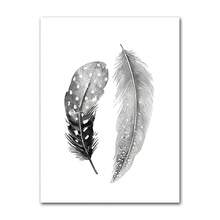 1 件客厅抽象墙海报羽毛叶蒲公英花帆布画现代黑白艺术家居礼物可选框架 - 彩色 - 查看 32
