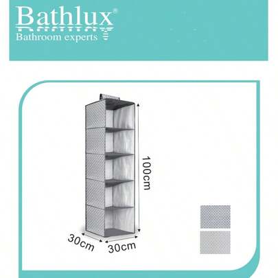 Bolsa de armazenamento xadrez dobrável com 5 prateleiras, 30x30x100 cm (disponível para pendurar)