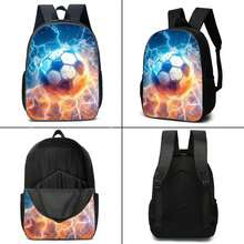 16-Inch Backpack Satchel And Pen Pouch,Soccer Lightning Water Fire Pattern,Polyester Material Is Lightweight And Durable - Black - View 4