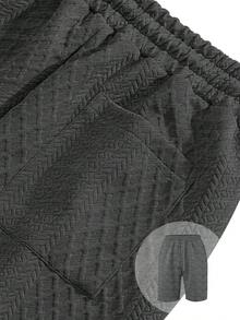 2pcs/Set Men's Summer Casual Outfit: Button Lapel Plain Polo Shirt & Relaxed Shorts, Men's Vacation, Suitable For Summer Outing - Dark Grey - View 8