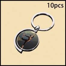 Customizable Rotating Double-Sided Round Photo Keychain, Zinc Alloy Material, Perfect For Christmas Gift, Family, Friends, And Pets