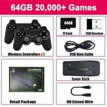 4K HD Retro Handheld & Home Game Console - 64GB Super Arcade System With 20000+ Classic Games, Dual 2.4G Wireless Controllers, Built-In 9 Emulators, TV Output & Mini Portable Design
