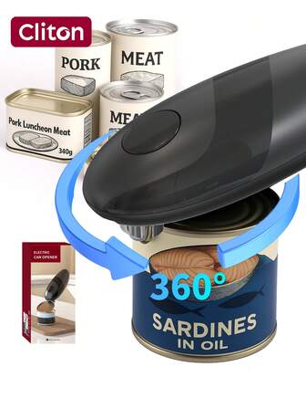CLITON Ouvre-boîte électrique automatique - cadeau de cuisine sans effort et sans les mains pour les femmes, cadeau de fête idéal pour maman/épouse/petite amie, design à bordure lisse, alimenté par batterie et portable - idéal pour Noël, anniversaires, pendaison de crémaillère