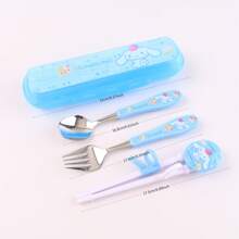 Sanrio Sanrio My Melody Stainless Steel Fork And Spoon Set With Box, Cartoon Cute Portable Reusable Tableware, Cute Home And Outdoor School Supplies, Camping Accessories Christmas Birthday Gifts