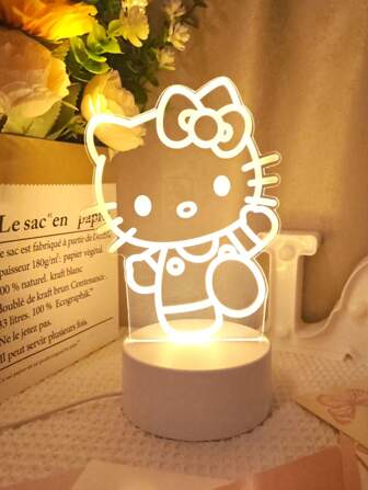 Sanrio 1 Stück 3D Hello Kitty Warmweiße LED Nachtlicht, Dekorative Lampe für Zuhause und Schlafzimmer, USB betrieben, geeignet für das Nachtkästchen, romantische Atmosphäre, kreatives Geschenk