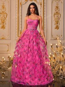 VIPGIRL New Elegant Evening Dress, With Spaghetti Straps, Perfect For Graduation, Prom, Bridesmaid, And Other Formal Occasions Wedding Guest Gown, For Dinner Party Dress