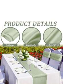 2pcs/4pcs/10pcs 30*275cm Satin Table Cloth, Sage Green/Dark Green Silk Tablecloth, Suitable For Rectangular/Round Dining Tables, Wedding/Party