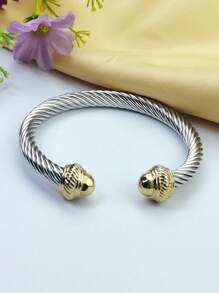 1pc 7mm Stainless Steel Open Bangle Bracelet, Elegant And Fashion Classic Design, Gift For Mom, Lover, Friend