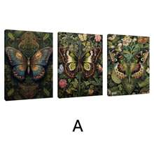 3pcs Vintage Butterfly Wall Arts Canvas Posters, Flower Art Printing, HD Printing Optional Frame, Home Decoration Hanging Painting ,Wall Art With Frame