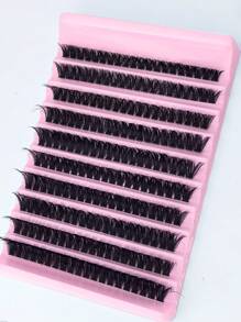 Kit de 200 penachos de pestañas individuales en 10 filas, D curl 80D de 8-16mm, aspecto natural, extra espeso y esponjoso, reutilizable, para extensión de pestañas individuales para uso propio en casa, de diario, boda, citas, fiestas, viajes y días de primavera
