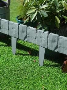 20/10pcs Plastic Garden Edging Border, Imitation Stone Fence Panels, Outdoor Patio Barrier