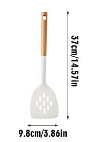 1pc/8pcs Wooden Handle Silicone Utensil Set, Non-Stick Cookware, Silicone Spatula, Wooden Spatulas, Soup Ladle, Rice Paddle, Kitchen Gadgets, Heat-Resistant &
