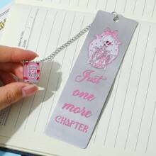 A Charming Pink Skull Reading Themed Stainless Steel Bookmark With A Beautiful Pink Book Charm, Perfect For Women Reading Love Is Still Alive, Valentine's Day Birthday & Holiday Gifts For Lovers And Friends!