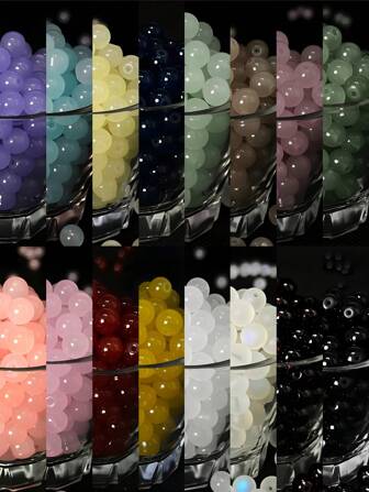 60 顆 8 毫米經典純色玻璃珠,適合手工 Diy 串珠首飾,適合日常佩戴,男女,可用於手鍊和項鍊編織