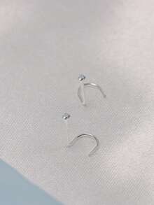 2pcs 925 Sterling Silver Nose Rings, 1.5mm Crystal, 24G Piercing Hooks