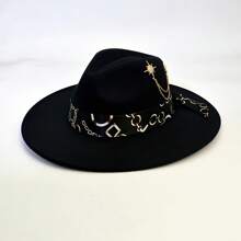 1pc Bohemian Cowboy Hat, Jazz Panama Hat, Tweed Unisex Hat, Derby Hat, Classic Felt Hat, Western Cowboy Hat - A Must-Have Item For Dances, Parties, Dates, Going Out, Outdoor Camping