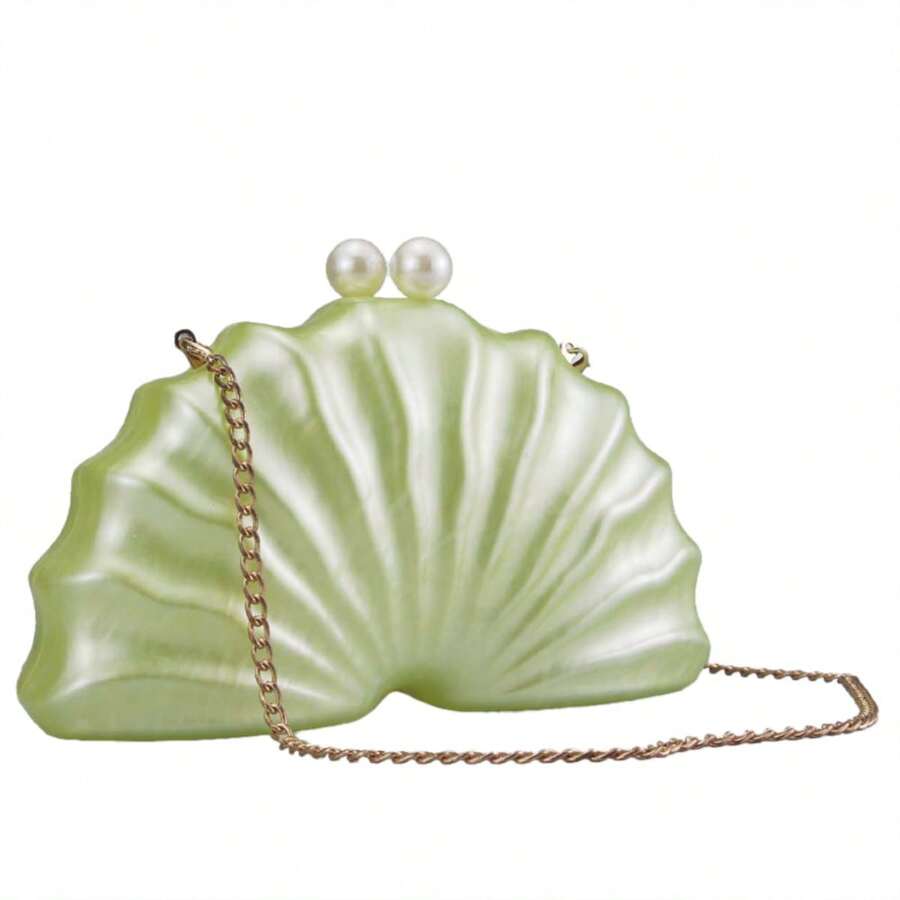 Women Acrylic Shell Shaped Evening Clutch For Wedding Party - 綠色 - 查看 1