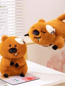 1PC 坐姿仿真海狸公仔可爱熊毛绒玩具丑萌装饰布娃娃儿童生日礼物海狸海洋动物填充毛绒玩具