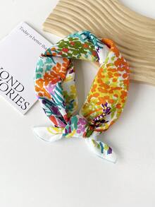 1pc Women New Arrival All Bohemian Small Square Scarf/Headscarf, Floral Print, Versatile, Spring/Summer For Dress - QM58027 - View 6