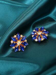 2 أزرار أكمام جذابة بغطاء الزر مزينة براينستون على شكل زهرة لأزرار أطراف القميص بدون خياطة، متعدد الألوان لبدل الأعمال والفساتين والبدلات الرسمية والملابس، هدية عيد الميلاد