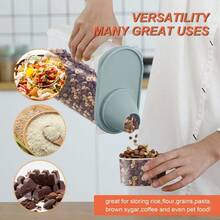 4PCS Cereal Storage Containers 2.2L Airtight Food Storage Container With Spout For Kitchen Plastic Dry Food Dispenser Containers With Measuring Cup For Cereals Rice Pet Food Dry Food - Clear - View 4