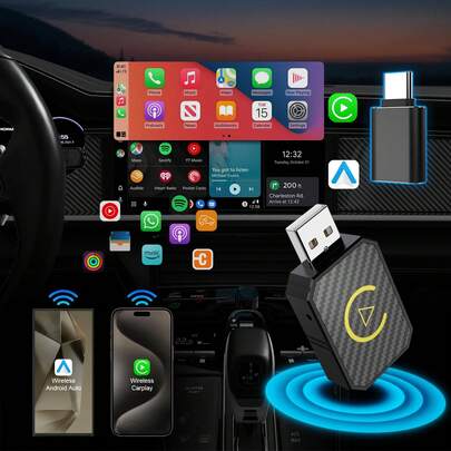 Mini adattatore wireless per Android Auto e adattatore wireless per Carplay, dongle wireless 2 in 1 per Carplay cablato OEM per auto Android Auto, adattatore wireless per CarPlay per iOS 10+/Android 11+, USB-C/USB
