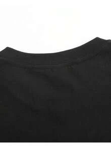 Men's Black T-Shirt White Ink Heat Transfer Technique Invincible Hide And Seek Champion Style Loose Plus Size 100% Cotton Casual Style Printed Crew Neck T-Shirt Super Comfortable For Daily Wear Fitted Design Machine Washable Suitable For All Seasons - Black - View 5