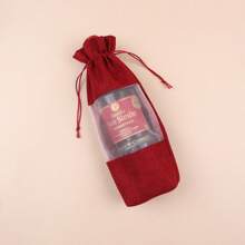 Zugbeutel aus Sackleinwand für Wein, Verpackung für eine Flasche mit Fenster, Sackleinwand Weinbeutel