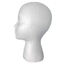 1 个白色泡沫头，用于假发和帽子展示、假发支撑和固定头部模型 - 白色 - 查看 6