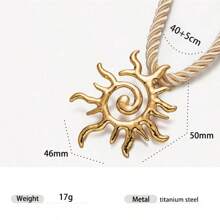 1pc Fashionable Luxury 18K Gold Stainless Steel Sea Conch, Starfish And Sun Pendant Necklace, Versatile Accessory For Women