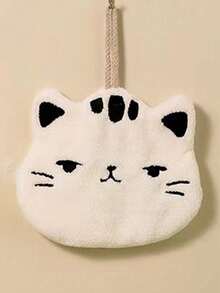 1pc/2pcs Cute Cat Plush Super Absorbent Hand Towel, Hanging Kitchen & Bathroom Decorative Towel, Absorbent, Easy To Clean, Personalized Towel - Black and White - View 10