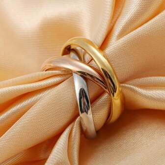 1pc Stainless Steel Triple-Circle Couple Ring, European & American Fashion Design