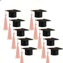 5pcs/10pcs Mini Graduation Cap With Tassel, Made Of Polyester Fiber, No Power Requirement, No Feathers, Suitable For Graduation Party Decoration, Bottle Decor, Celebration Accessories - Multicolor - View 7