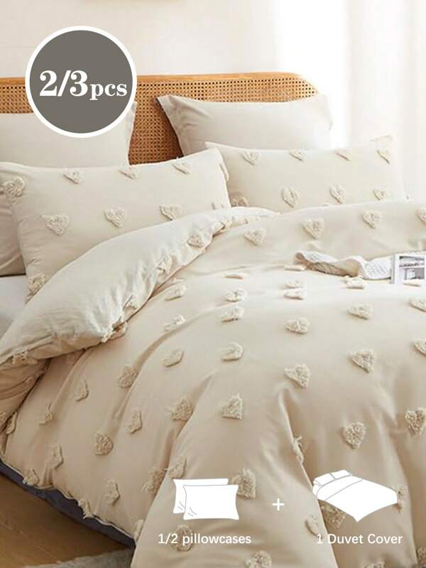 2/3 piezas de cubrecama con estampado de flores tridimensionales recortadas, en beige, con estilo romántico. Cubrecama suave y amigable con la piel, lavado, con estampado floral para cama doble, queen o king. Adecuado para todas las temporadas, decoración del hogar, regalo de ropa de cama. Lavable a máquina.