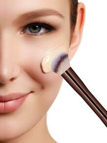 1pc Professional Double-Headed Makeup Brush, Powder Brush, Blusher Brush, Soft Fiber Cosmetic Tool, Easy To Carry, Travel Brush