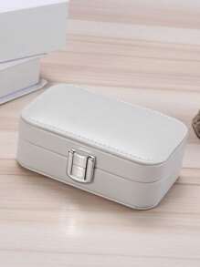1pc Portable Minimalist Jewelry Organizer Box, Leather Travel Small Accessories Case For Earrings, Necklaces, Rings For Women Storage Organizer Travel Essentials Back To School