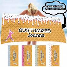 1pc Customizable Oversized Waffle Printed Beach Towel - Soft Polyester, Super Absorbent, Durable, Ideal For Beach, Pool, Camping & Travel, Modern Waffle & Baseball Design, Beach Accessory | Customizable Towel | Absorbent Fabric, Beach Blanket Bathroom Decor Summer Beach Essentials