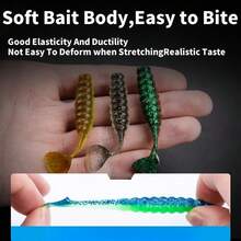 10 Pcs/Pack 2.36 Inch Micro Fishing Soft Lure, Outdoor Jigging Lures With Vibrating T-Tail, Scented Fish Bait - Multicolor - View 5