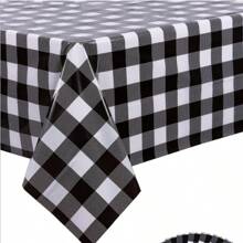 1pc Colorful Plaid Tablecloth, Red Blue Yellow Simple Grid Pattern, Polyester Tablecloth, Suitable For Indoor Dining Table Decor, Birthday Party Gathering Decorations, Party Table Decor