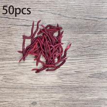 50/100/200/300 pièces d'appâts de pêche souples sous forme de vers - leurres en plastique en forme de grubs rouges avec un design réaliste de vers et une odeur attrayante pour les poissons