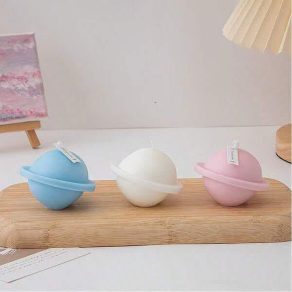 1 pieza Vela de cera de soja con forma de planeta esférico, vela aromática geométrica minimalista, decoración del hogar con fragancia creativa como regalo de boda
