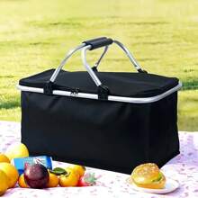 Canasta plegable extra grande de 30L - Organizador aislado premium con asa de metal cómoda - Perfecto para aventuras al aire libre, reuniones familiares, camping, barbacoas, compras y viajes - Almacenamiento plegable sin esfuerzo