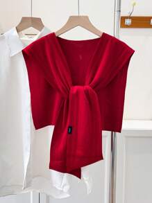 1pc Women's Plain Color Oblique Shawl, Suitable For Everyday Wear