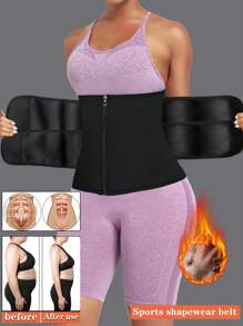 1 pieza Cinturón de entrenamiento de cintura para mujer, cinturón reductor de cintura, cinturón de sauna, cinturón de plástico, cinturón doble para hombre, protección de cintura, top de recuperación, moldeador deportivo, chaleco para mujer, cremallera, correa de cintura sudorosa